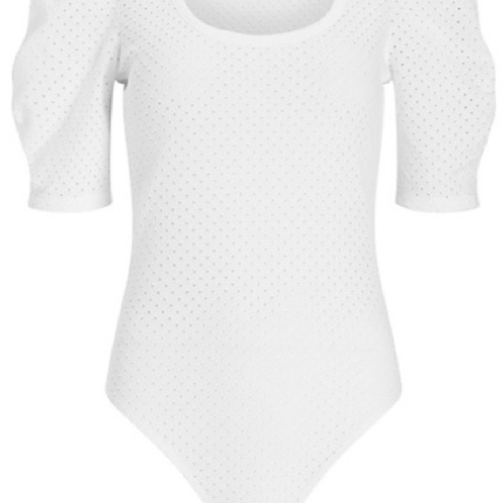 Puff Sleeve Scoop Neck Thong Bodysuit